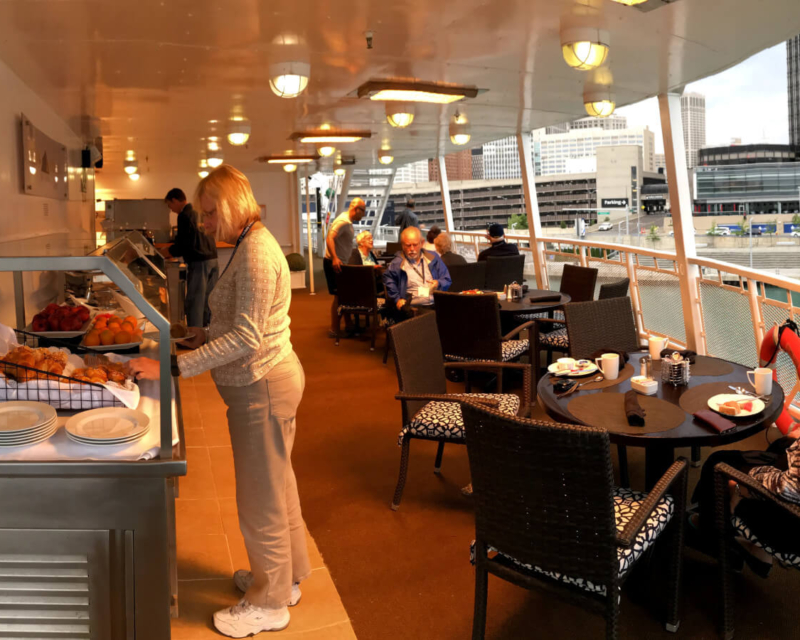 Dining onboard Victory I in Detroit