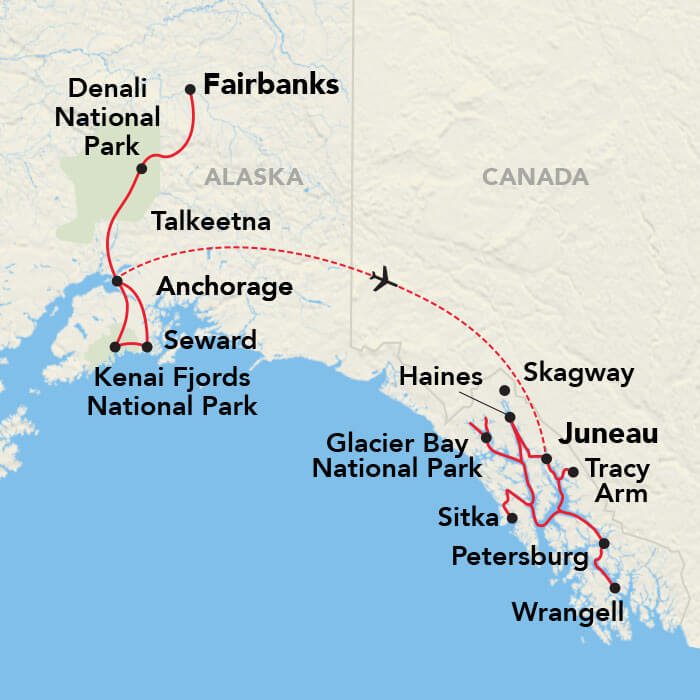 Alaska National Parks Itinerary Map