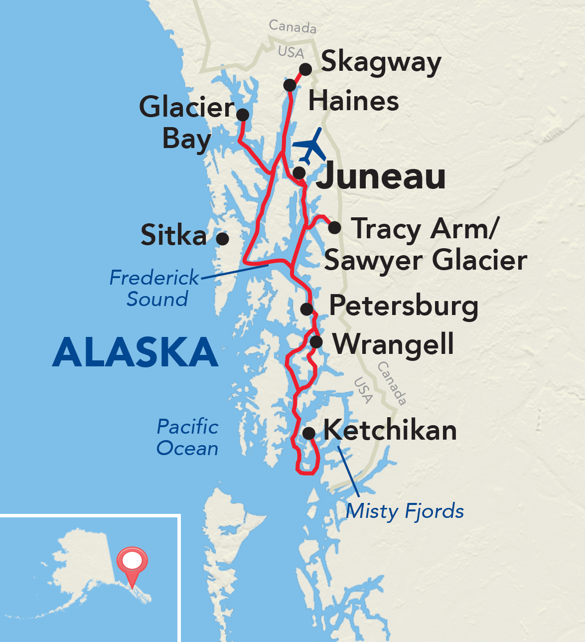 ACL Alaska Alaskan Explorer Itinerary Map 