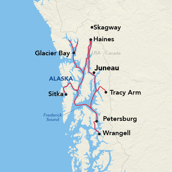 Alaskan Explorer Cruise Itinerary Map