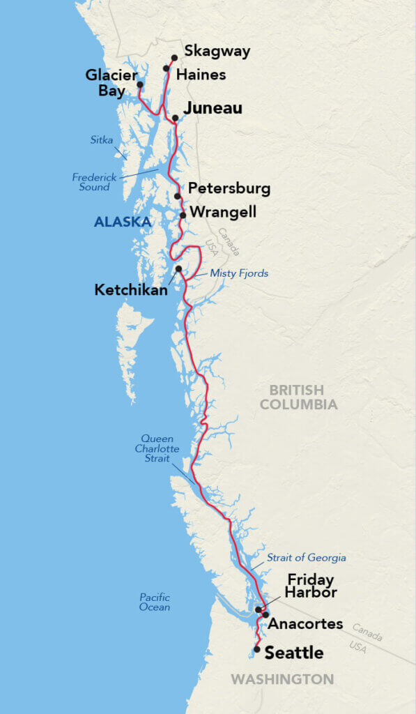 Alaska Inside Passage Cruise Itinerary Map