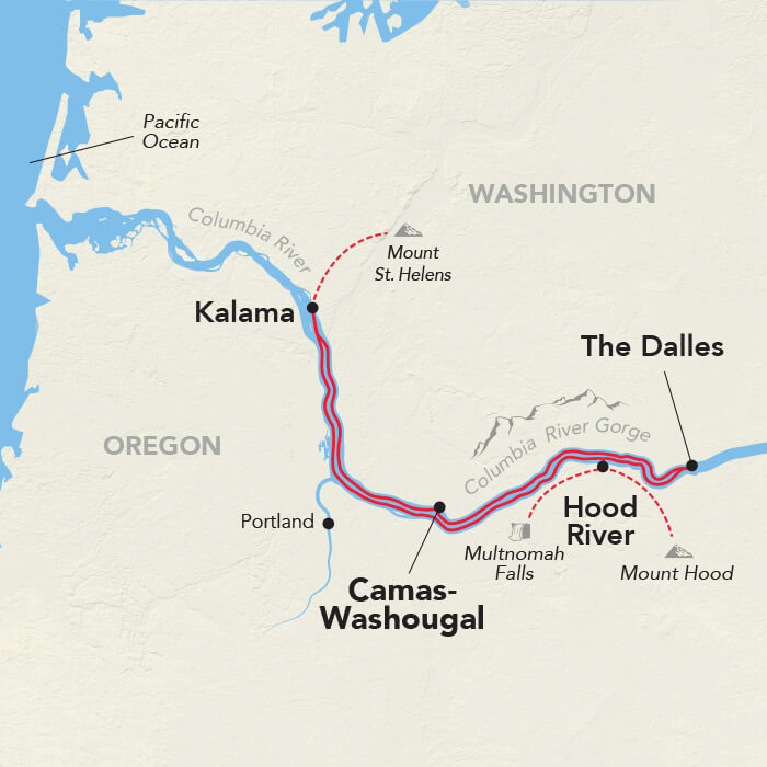 Columbia River Gorge Cruise itinerary map
