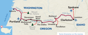 Columbia River Northwest Pioneers Cruise Itinerary Map