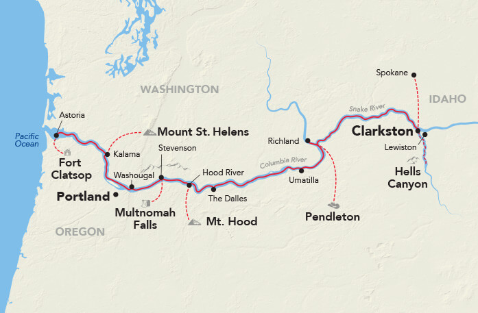 Columbia & Snake River Itinerary Map