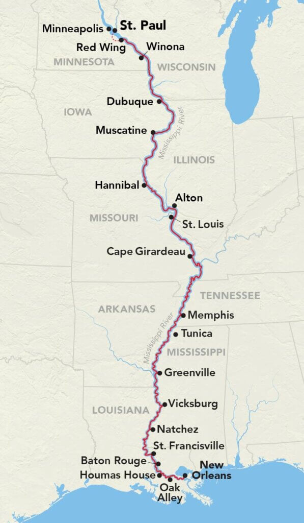 Complete Mississippi River Experience itinerary map