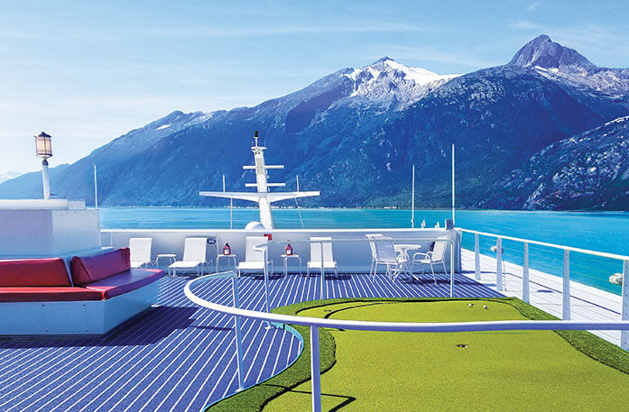 Viewing the majestic Alaskan scenery form onboard deck