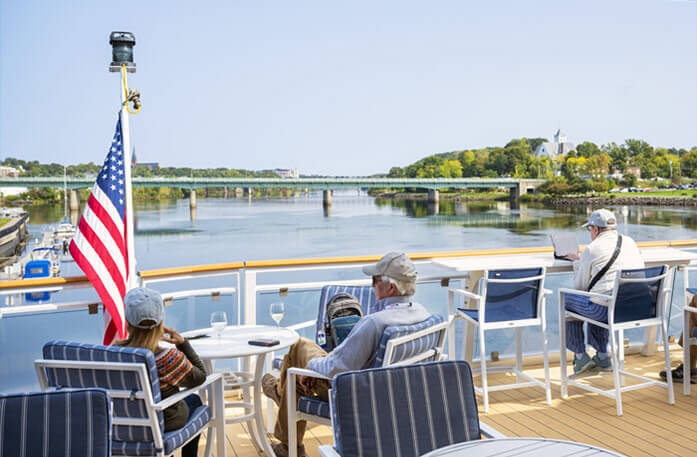 Passengers enjoying a day onboard ship