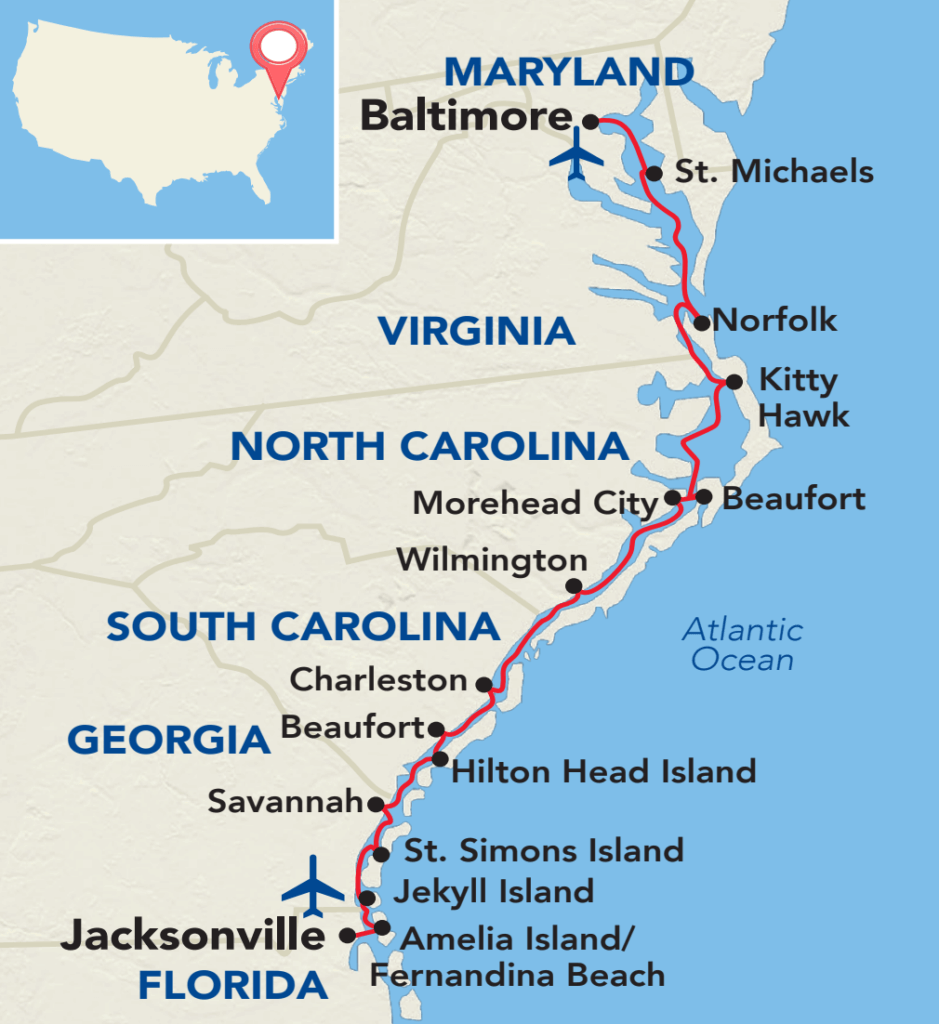 East Coast Inland Passage Itinerary Map