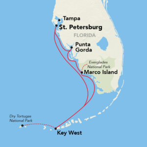 Florida Gulf Coast & Keys Cruise itinerary map
