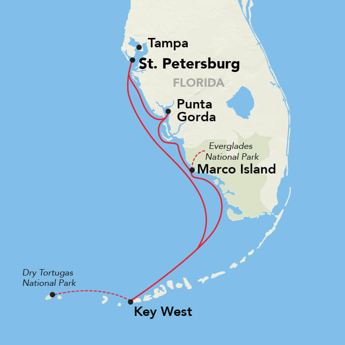 Florida Gulf Coast & Keys Cruise itinerary map