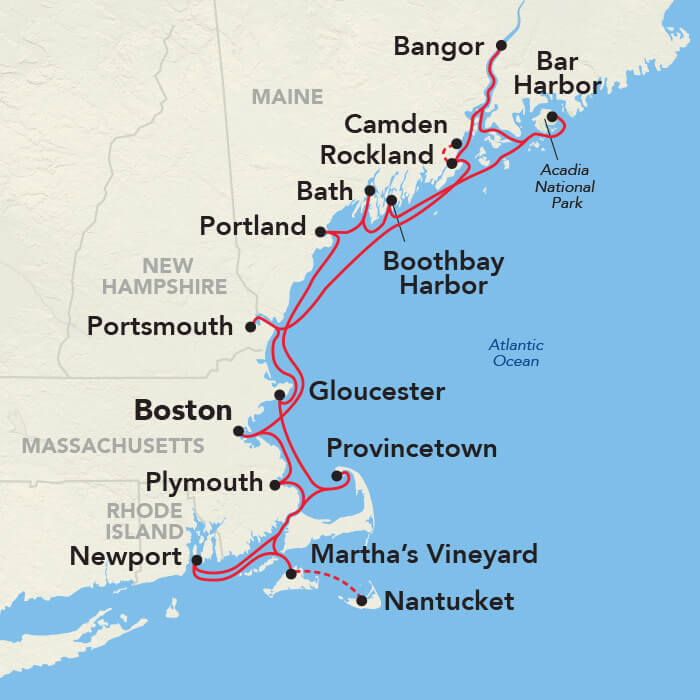 Grand New England itinerary map