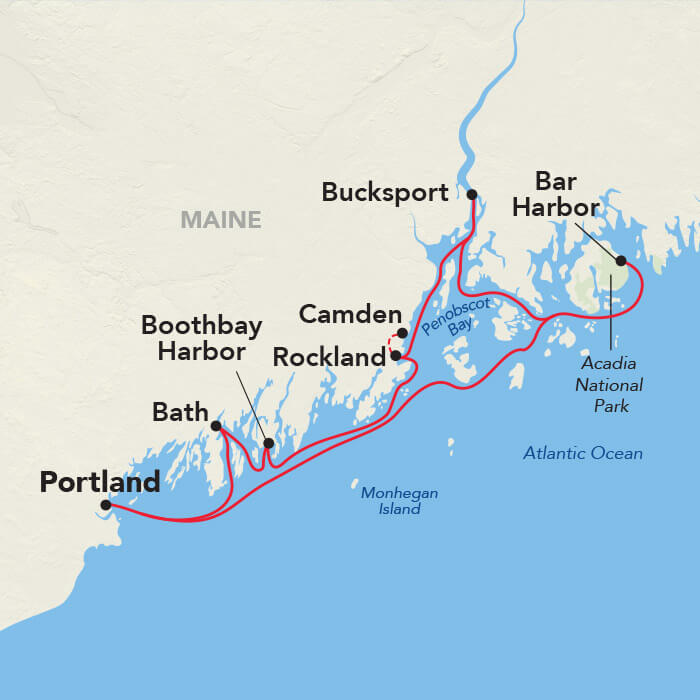 Maine Coast & Harbors Cruise itinerary map