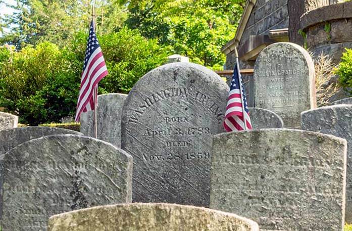 Tombstones in a cemetery at Sleepy Hollow