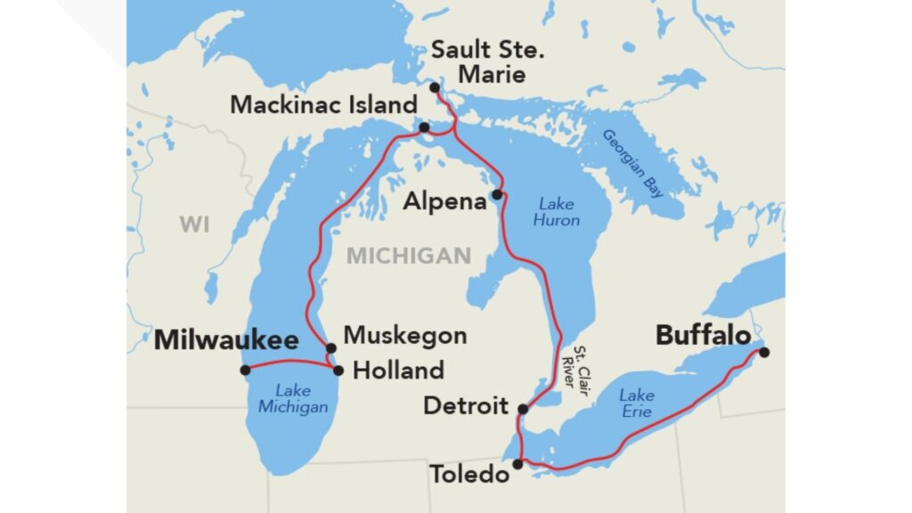American Great Lakes itinerary map