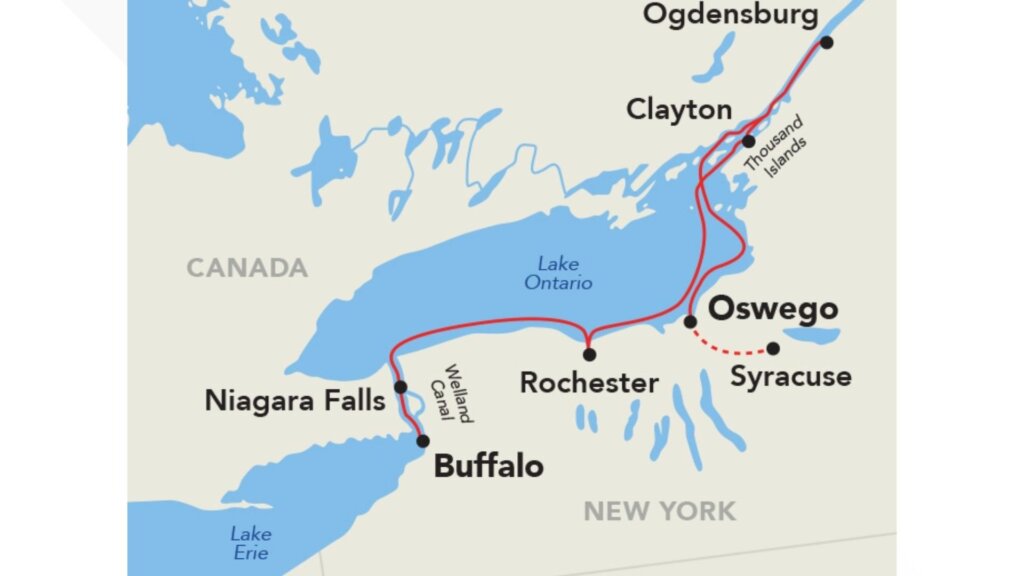 Great Lakes & Thousand Islands Cruise itinerary map