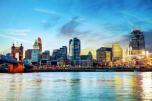 Skyline of Cincinnati, Ohio, along the Ohio River