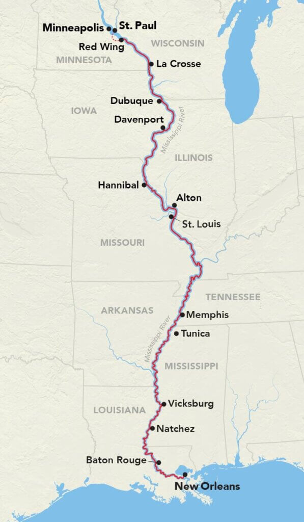 Grand Heartland Cruise itinerary map