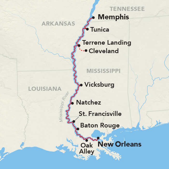 Mississippi Explorer Cruise itinerary map