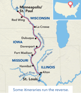 Upper Mississippi Itinerary Map