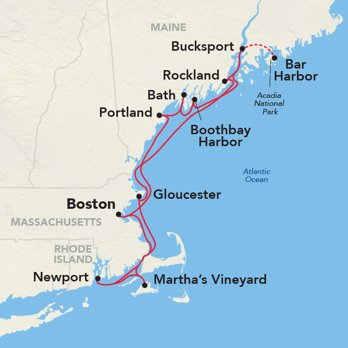 New England Explorer Cruise Itinerary Map