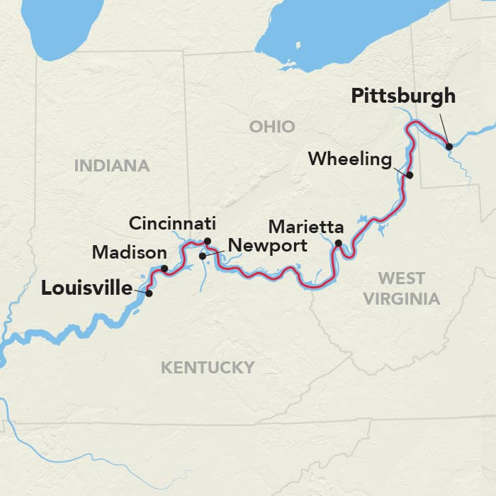 Ohio River Cruise itinerary map