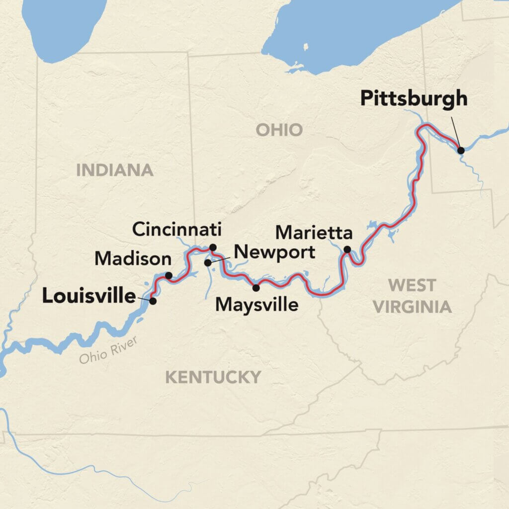 Ohio River Cruise Itinerary Map