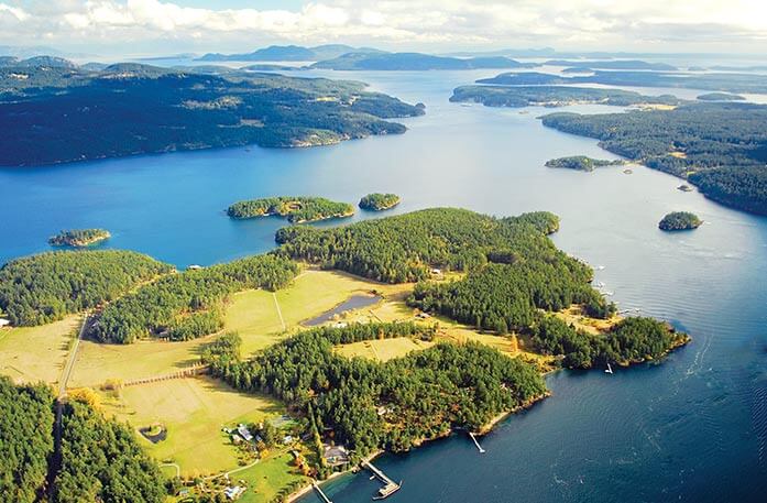 An aerial view of Port Angeles, WA