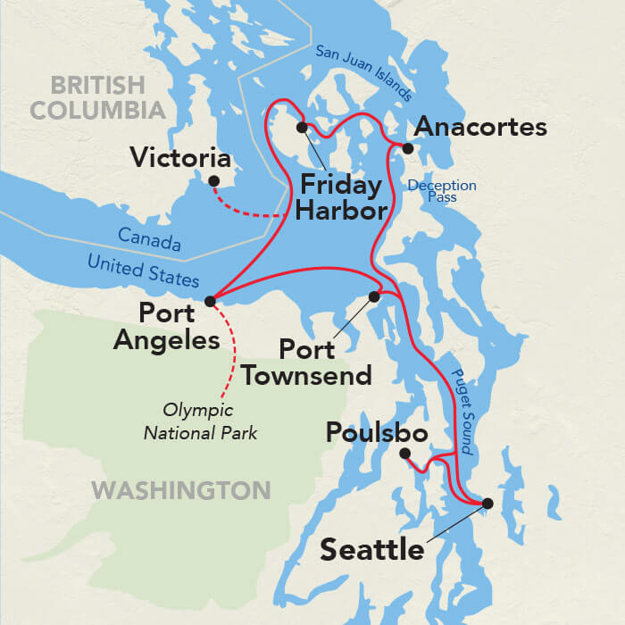 Puget Sound and San Juan Islands itinerary map