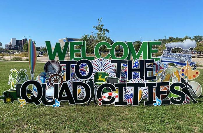 Welcome to the Quad Cities sign in Davenport, Iowa