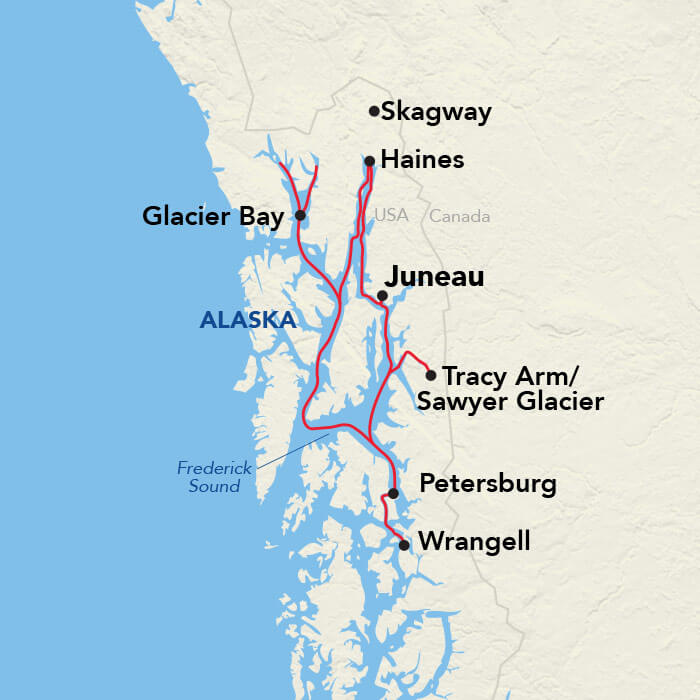 Southeast Alaska Cruise Itinerary Map