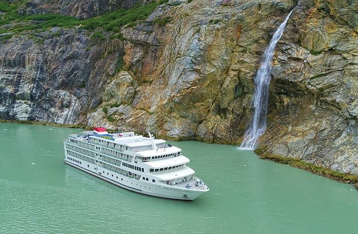 American Cruise Lines ship sailing in Tracy Arm