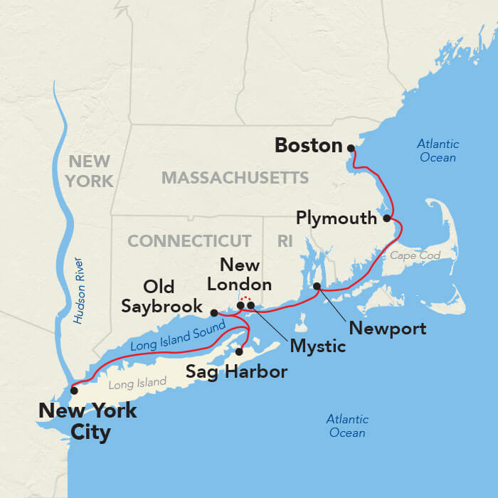 Yankee Seaports Itinerary Map