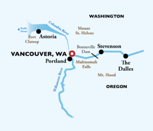 AQSC-Columbia River Roundtrip Vancouver, Washington Itinerary Map