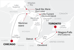 Splendor of the Great Lakes Itinerary Map