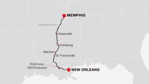 New Orleans to Memphis Itinerary Map