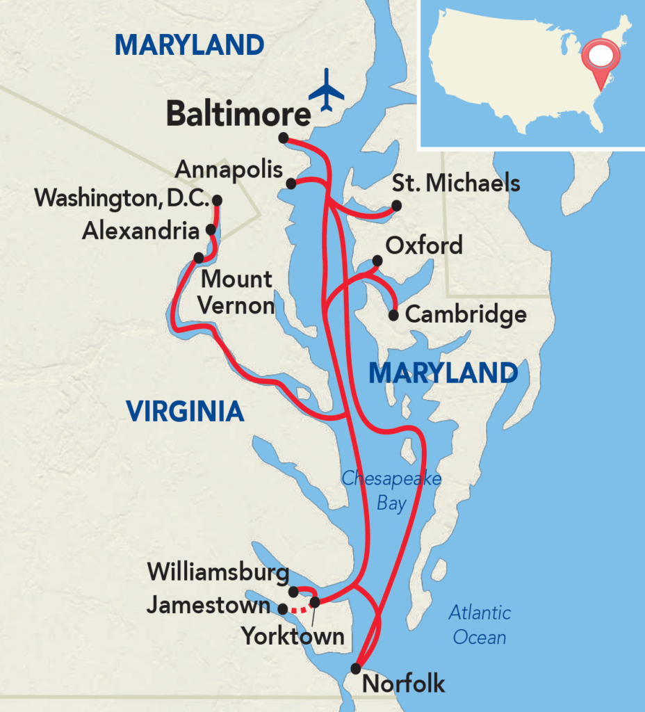 American Revolution Cruise Itinerary Map