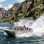 A jet boat taking passengers on an adventure on the Snake River