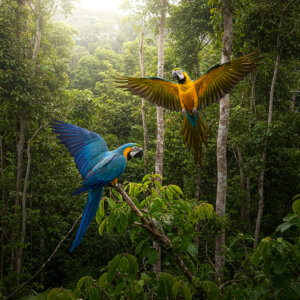 Macaws in the jungle