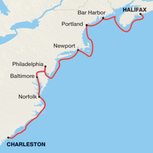 Historic Treasures of the East Coast Itinerary Map