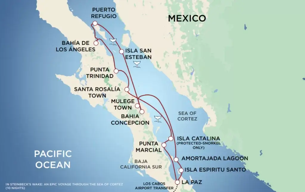 Itinerary Map: In Steinbeck's Wake: An Epic Voyage Through the Sea of Cortez