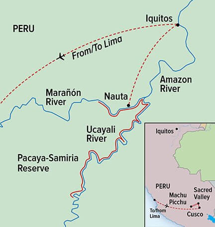 Wild Peru Escape: Amazon & Machu Picchu Itinerary Map