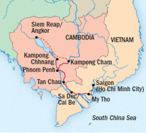 Vietnam and Cambodia Along the Mekong River Itinerary Map