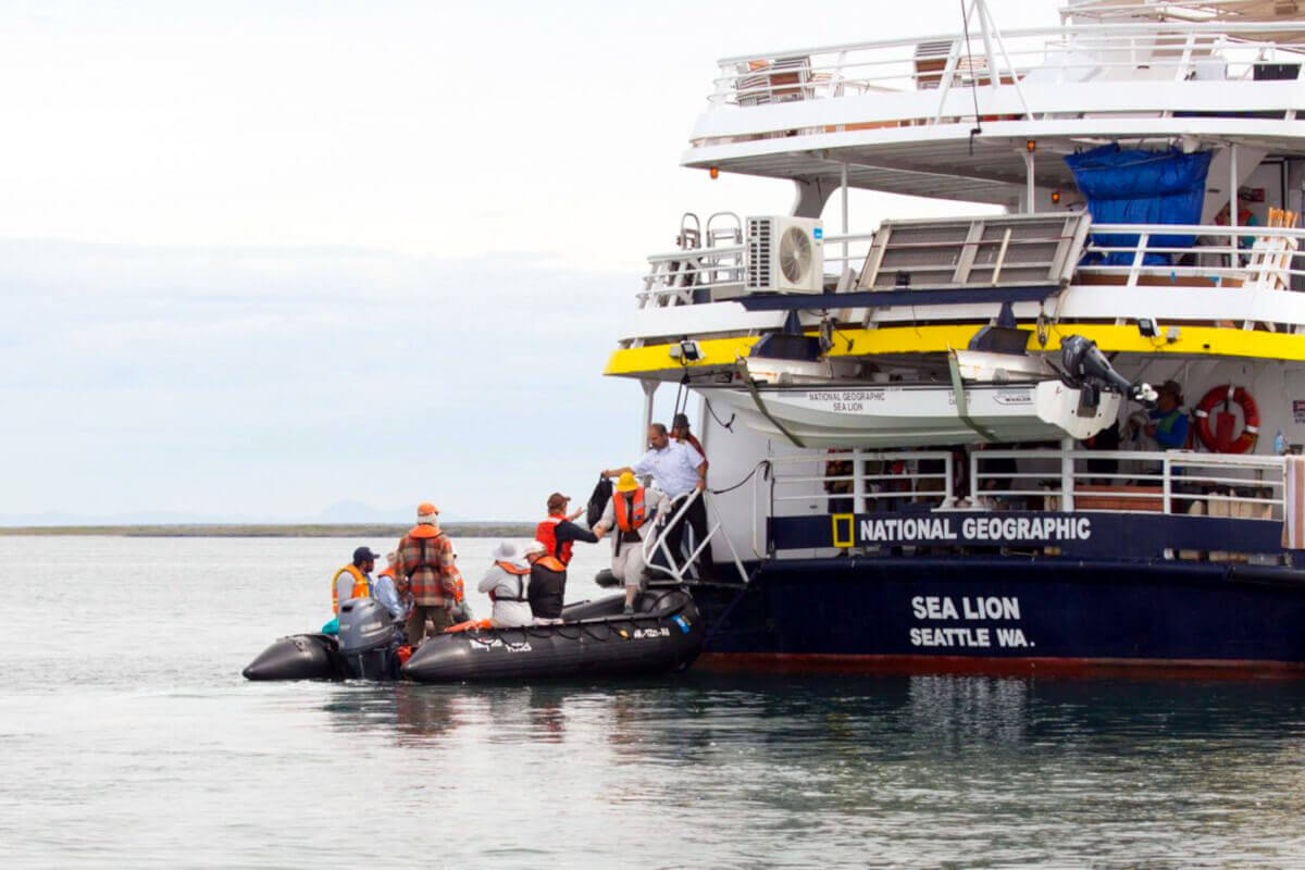 Departing the Sea Lion for whale watch, Baja California