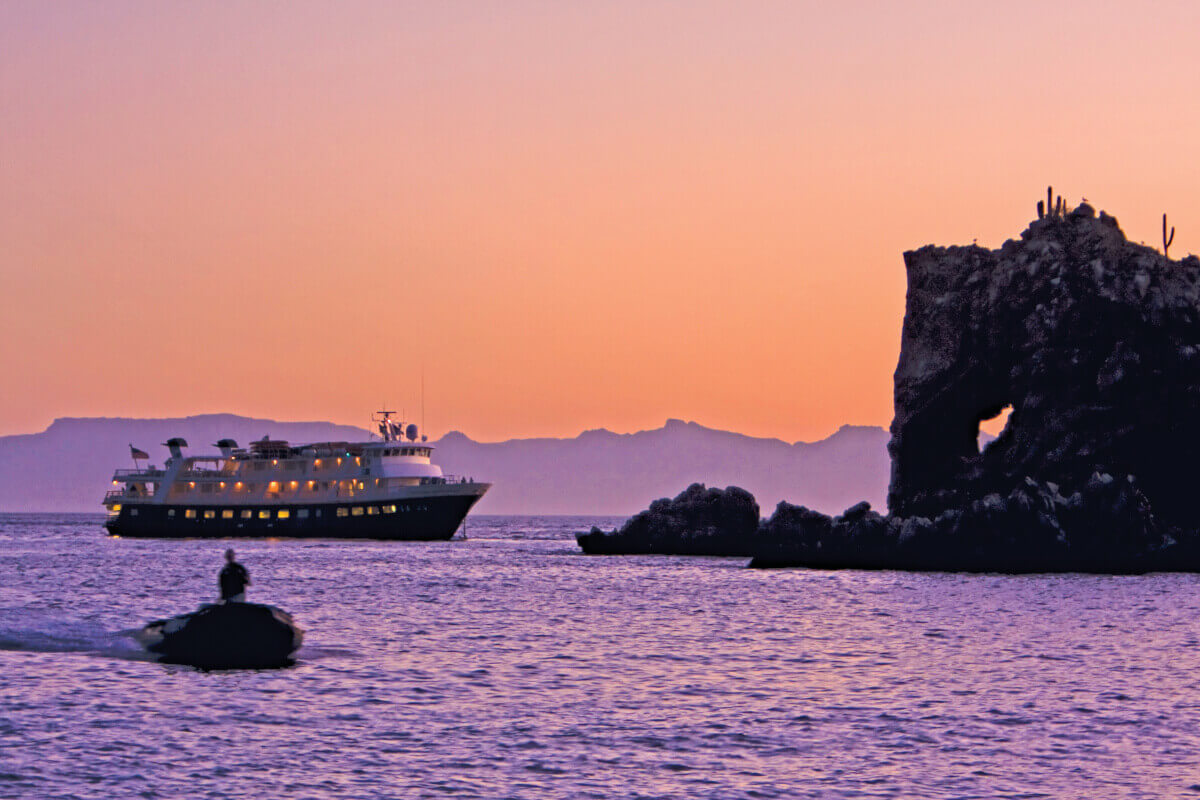 Expedition ship National Geographic Sea Bird at Elephant Rock Bay, Santa Catalina Island, Sea of Cortez, Baja California, Mexcio