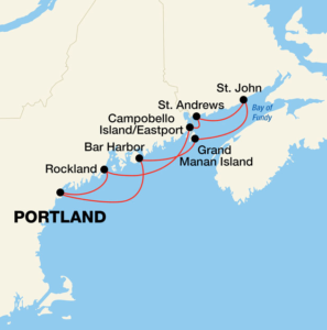 Maine Coast and Canadian Harbors Itinerary Map