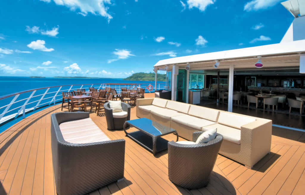 Seating on deck aboard the Paul Gauguin