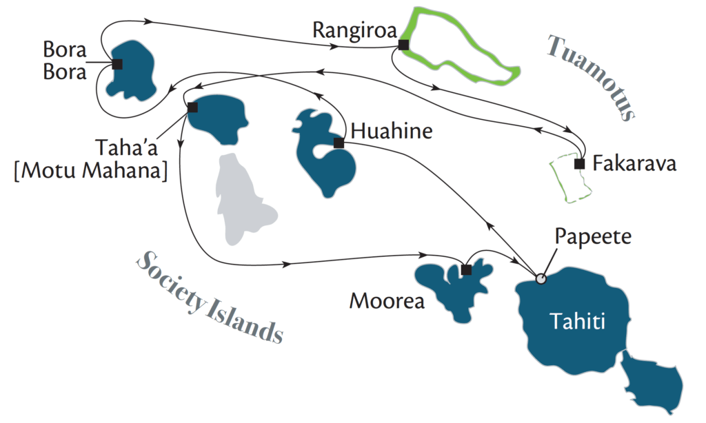 Society Islands & Tuamotus Itinerary Map