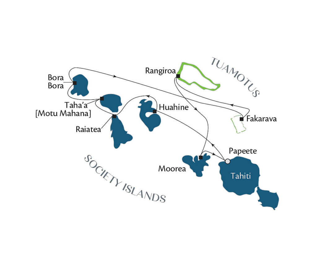 Society Islands & Tuamotus Itinerary Map