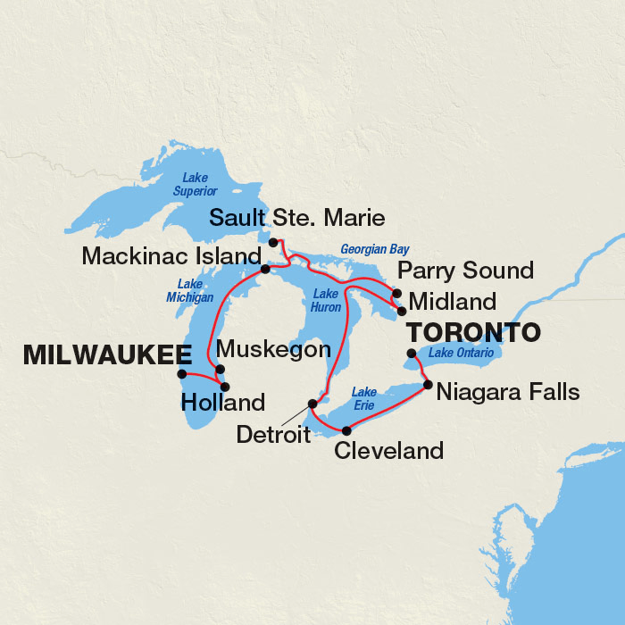 12-Day Great Lakes & Georgian Bay itinerary map