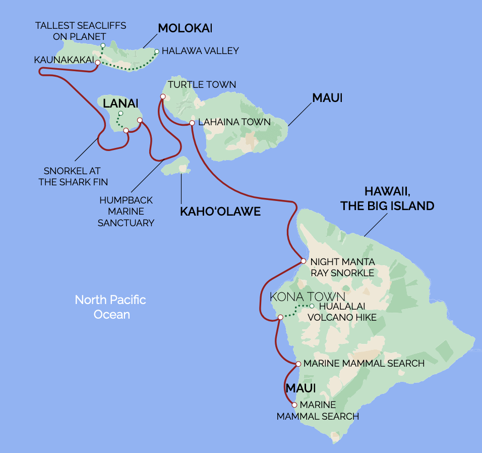 Hawaiian Seascapes itinerary map